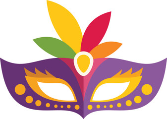 Colorful carnival mask with feathers is isolated on a white background