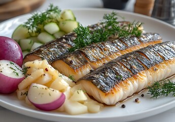  A plate of food placed on a table, ready to be enjoyed
