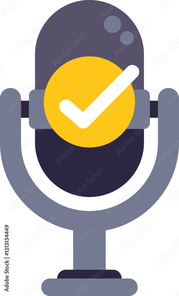 Poster microphone is recording audio with a check mark icon showing podcast approval