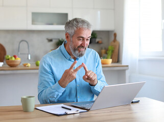businessman work man home business online office internet video call laptop computer conference...