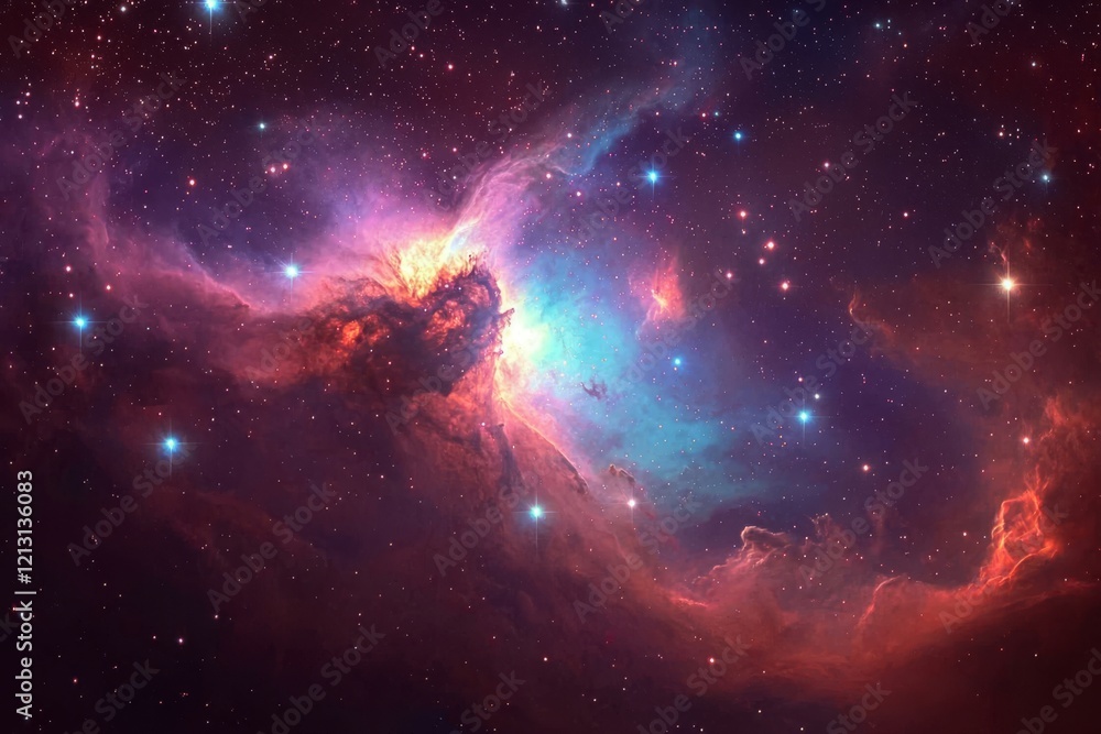 Poster an enchanting view of a nebula set against a starry sky.