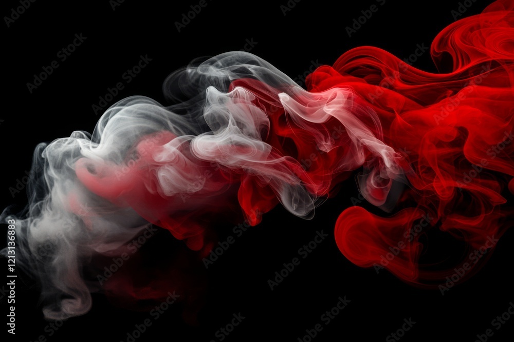 Poster captivating red fog evoking a mysterious atmosphere.