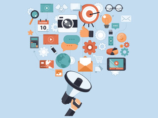 Digital marketing concept. Flat vector illustration.