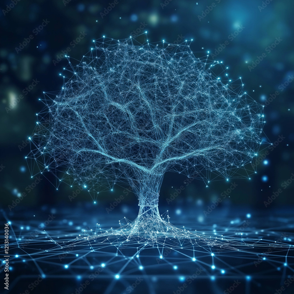 Aufkleber flourishing digital network: a visual representation of machine learning growth and development ai