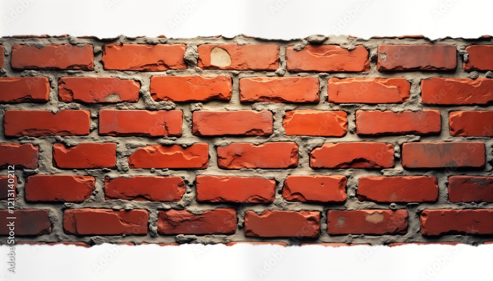Poster close-up view of red brick wall texture. brickwork shows detailed structure, mortar. image isolated 