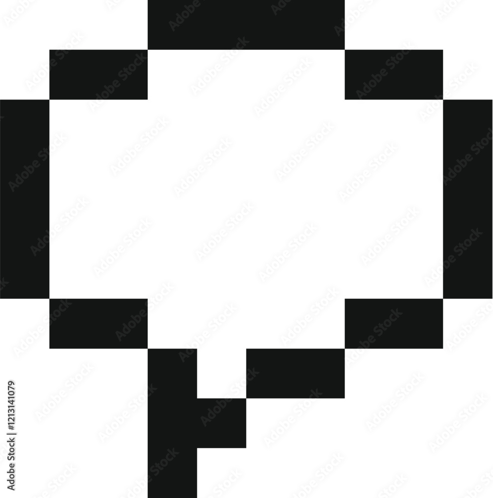 Poster black pixelated speech bubble representing digital communication and online messaging