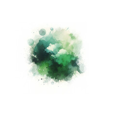 green watercolor abstraction on white paper. Grunge background. Retro, Vintage