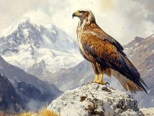 Fototapeta premium a haasts eagle perched above a valley