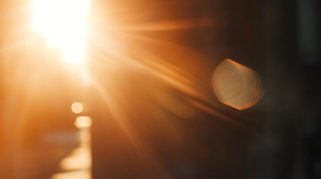 Real lens flare with strong sun backlight and light leaks