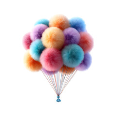Fluffy 3D Cartoon Carnival with Colorful Balloons on transparent background
