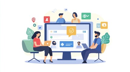 Team Collaboration and Online Communication Platform Connecting Individuals Virtually Across Internet