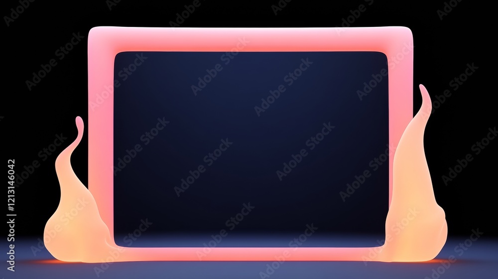 Aufkleber a vibrant, stylized frame with flame-like elements, creating a striking visual effect against a dark
