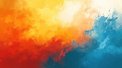 Abstract Warm And Cool Color Splashes Painting