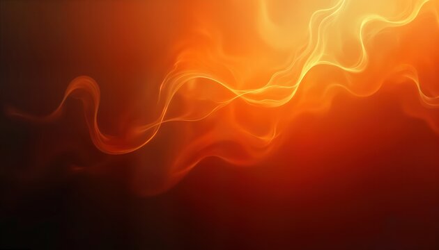 Abstract design features dynamic orange gradient with flowing smoky shapes. Burning motion generates hot light. Suitable for tech backgrounds illustrations related to energy. Looks trendy for modern