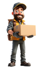 Happy Delivery Man with Package transparent background