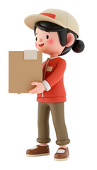 Delivery Woman with Package transparent background