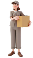 Delivery Woman with Package transparent background