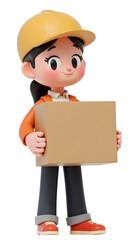 Delivery Woman with Package transparent background