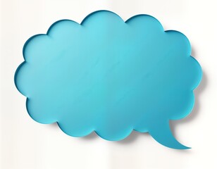 Obraz premium Light blue speech bubble isolated white background. Blank cloud shape graphic. Suitable communication sign chat balloon. Great for social media illustrations. Versatile design. Useful for web design