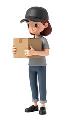 Delivery Woman with Package transparent background