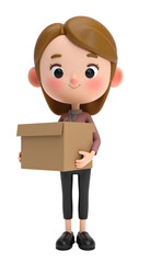 Delivery Woman with Package transparent background