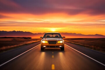 Fototapeta premium Desert Highway at Sunset 