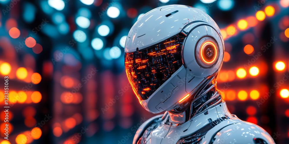 Poster ai-powered virtual assistant with advanced machine learning in futuristic digital environment