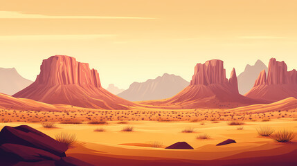 Naklejka premium vast desert sunlit valley