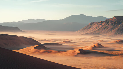 Naklejka premium vast desert sunlit valley
