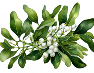 Freigestellter Mistelzweig auf weißem Hintergrund – Festliches Liebessymbol“