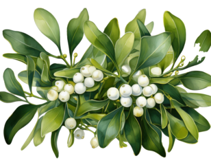Freigestellter Mistelzweig auf weißem Hintergrund – Festliches Liebessymbol“