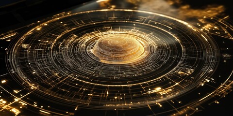 Obraz premium Golden Futuristic Technology Sphere