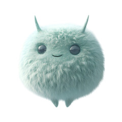 Fluffy 3D Cartoon Alien Creature on transparent background