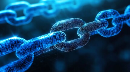 Glowing digital blockchain technology illustrating advanced encryption systems