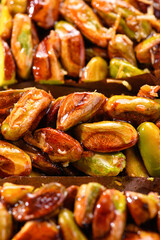 Sweet food Turkish delight, traditional food, crunchy pistachio bars, granola