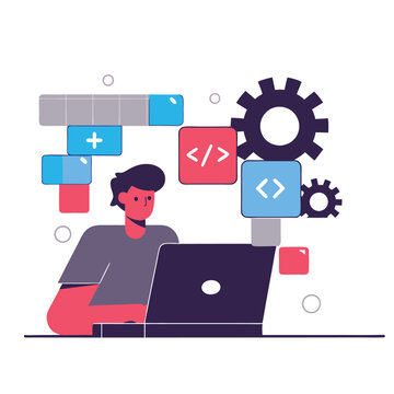 Coding Revolution: App Development Concept with Programming Languages and Software Solutions ui ux c#