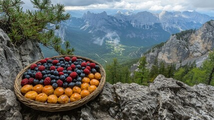 Mountaintop berry pastries, scenic vista