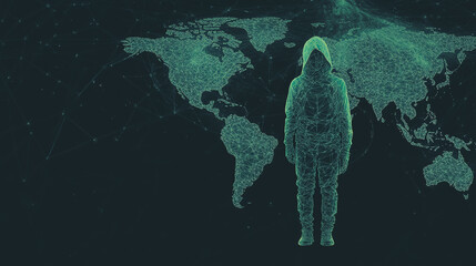 Hacker are planning to hack and attack networks and cyber security systems.team people innovation connection of line from nail node to node on map background , networking concept