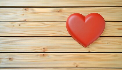 Red Heart on Light Wooden Background Romantic Valentine s Day or Love Concept