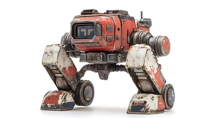 Fototapeta premium Old-school vintage robot toy isolated on white background