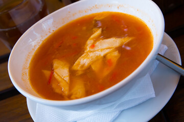 Oriental uzbek beef soup lagman. Central Asian cuisine