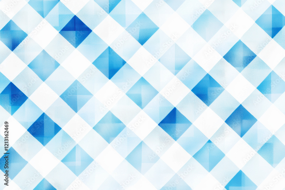 Poster soft gingham pattern in light blue and white squares creating a fresh and playful aesthetic in a sea