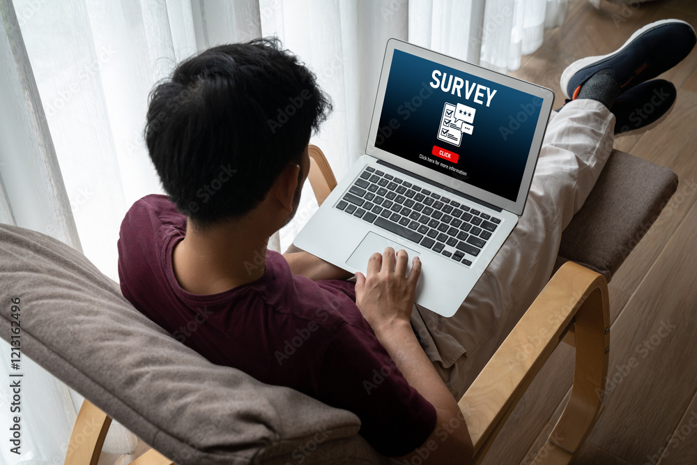 Poster online survey form for modish digital information collection on the internet network
