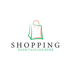 shopping bag logo vector icon illustration template design