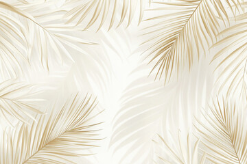 Soft tropical palm frond pattern in neutral ivory and beige tones with airy spacing on a white background