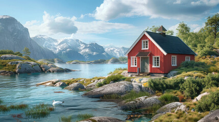 Fototapeta premium house on the lake