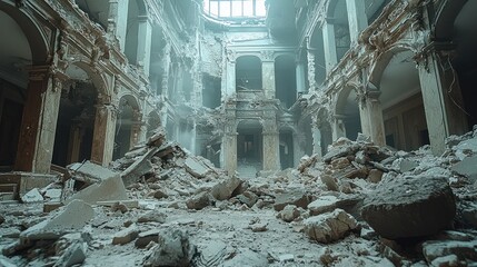 Palace Demolition Interior rubble, dust, destruction