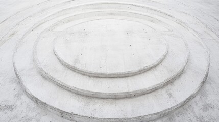 Naklejka premium Abstract concentric circles in white concrete.