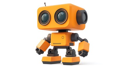 Fototapeta premium Retro toy robot with old-fashioned design standing isolated on white background