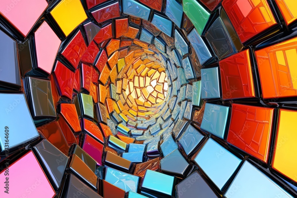Poster a stunning display of colorful geometric shapes spirals into a vibrant 3d effect that draws the view